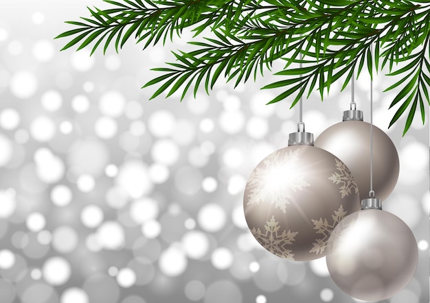 Fondo de luz de Navidad plata bokeh