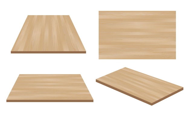 Fondo de madera vectorial realista Perspectiva de la vista superior Piso de mesa de madera Textura de madera con rayas