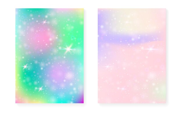 El fondo mágico con el gradiente del arco iris de la princesa Kawaii unicornio