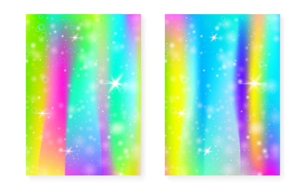 El fondo mágico con el gradiente del arco iris de la princesa Kawaii unicornio