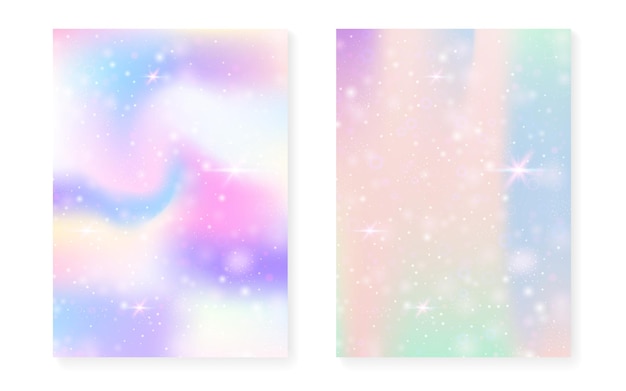El fondo mágico con el gradiente del arco iris de la princesa Kawaii unicornio