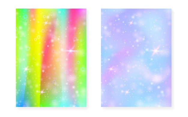 El fondo mágico con el gradiente del arco iris de la princesa Kawaii unicornio