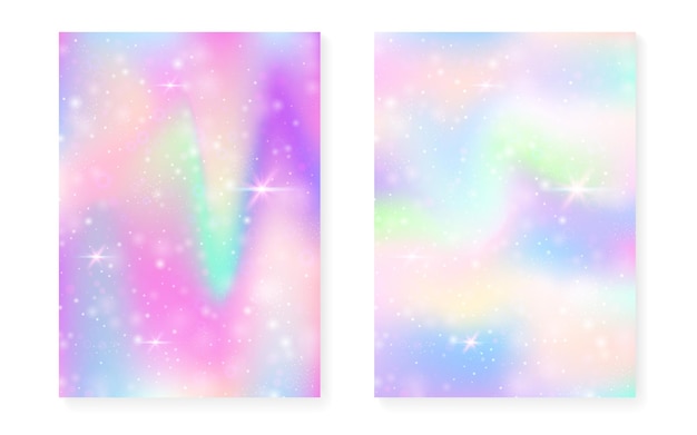 El fondo mágico con el gradiente del arco iris de la princesa Kawaii unicornio