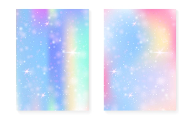 El fondo mágico con el gradiente del arco iris de la princesa Kawaii unicornio