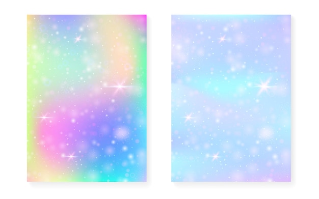 El fondo mágico con el gradiente del arco iris de la princesa Kawaii unicornio