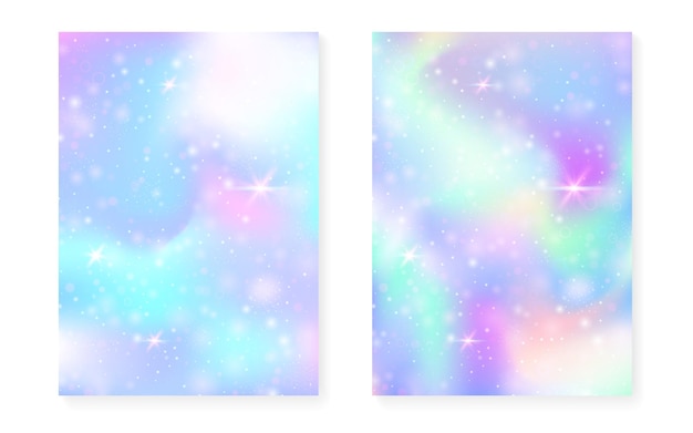 El fondo mágico con el gradiente del arco iris de la princesa Kawaii unicornio