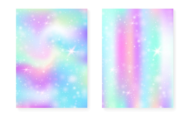 El fondo mágico con el gradiente del arco iris de la princesa Kawaii unicornio
