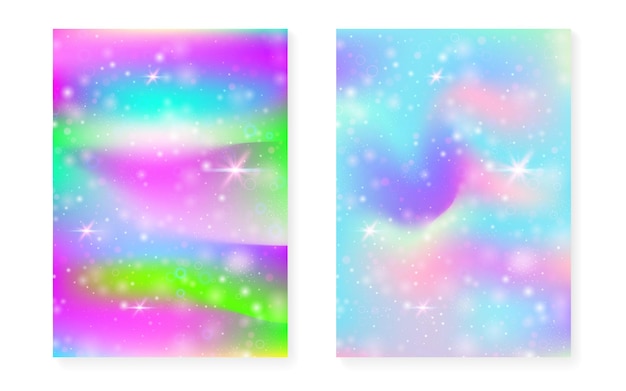 El fondo mágico con el gradiente del arco iris de la princesa Kawaii unicornio