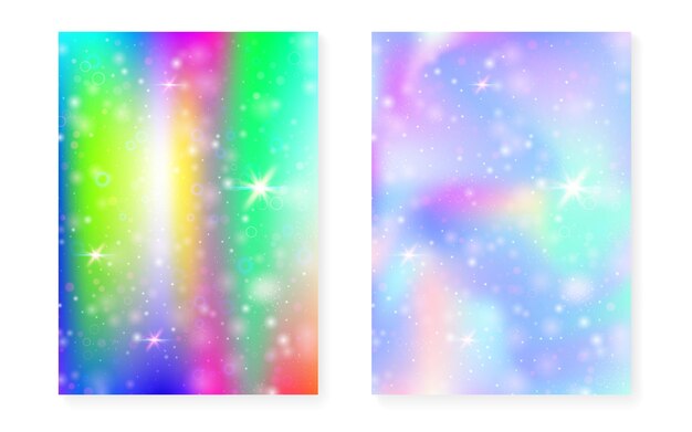El fondo mágico con el gradiente del arco iris de la princesa Kawaii unicornio