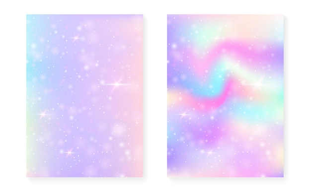 El fondo mágico con el gradiente del arco iris de la princesa Kawaii unicornio