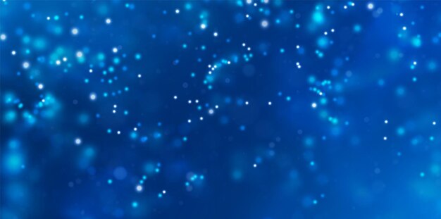 Fondo mágico de luz bokeh Efecto de partículas brillantes azules Resplandor abstracto Chispas liguidas