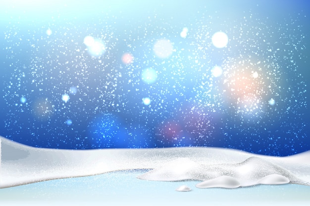 Fondo mágico de vacaciones de año nuevo de Navidad con nieve realista
