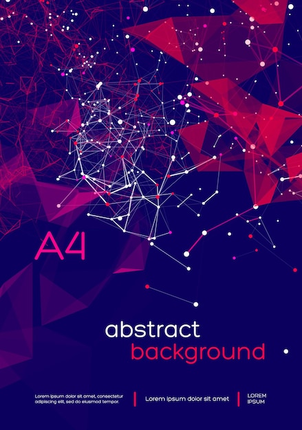 Fondo de malla abstracta 3D con círculos, líneas y diseño de formas triangulares