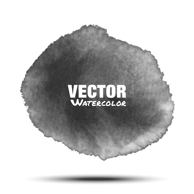 Vector fondo de mancha de círculo de vector de acuarela negro gris oscuro con textura de acuarela de papel realista