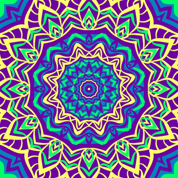 fondo de mandala abstracto estilo psicodélico diseño vectorial redondo trippy