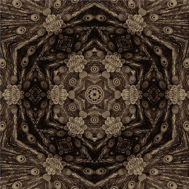 Vector fondo de mandala abstracto de gradación tradicional marrón oscuro hermoso