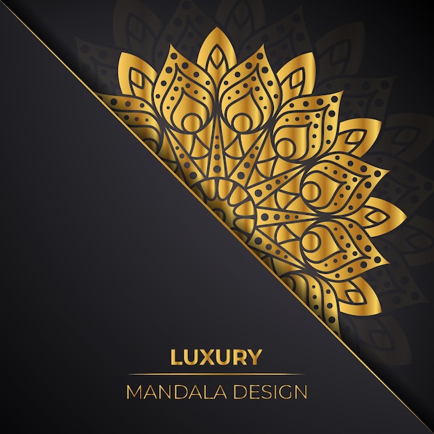 Vector fondo de mandala de adorno de lujo con diseño decorativo dorado