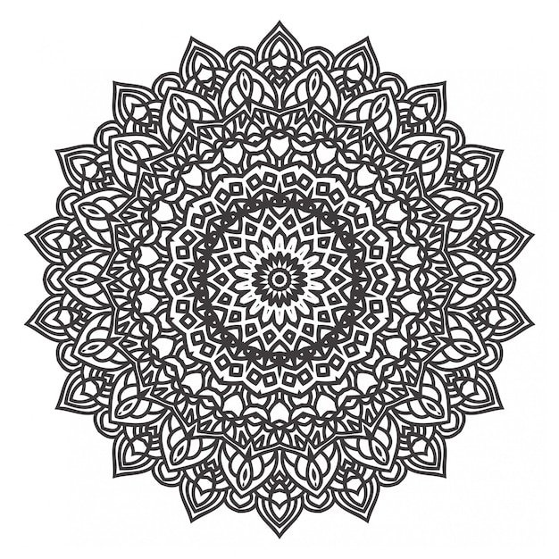 Vector fondo de mandala blanco y negro con adorno