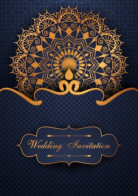 Fondo de mandala de boda de invitación de lujo