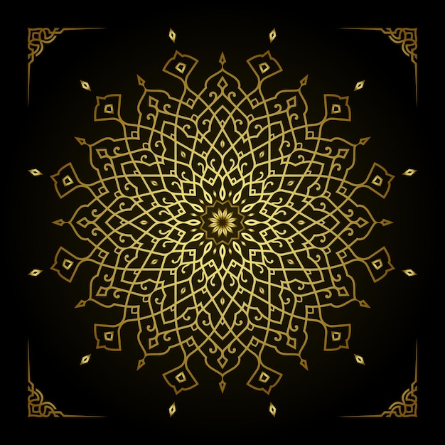 Fondo de mandala con color dorado más esquina hermoso borde decorativo