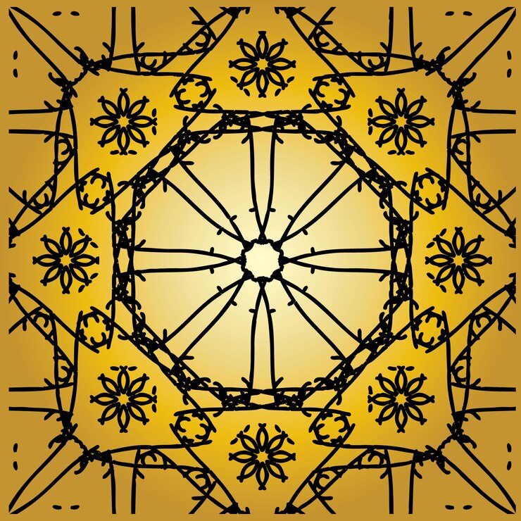 Vector fondo de mandala en color negro y dorado.