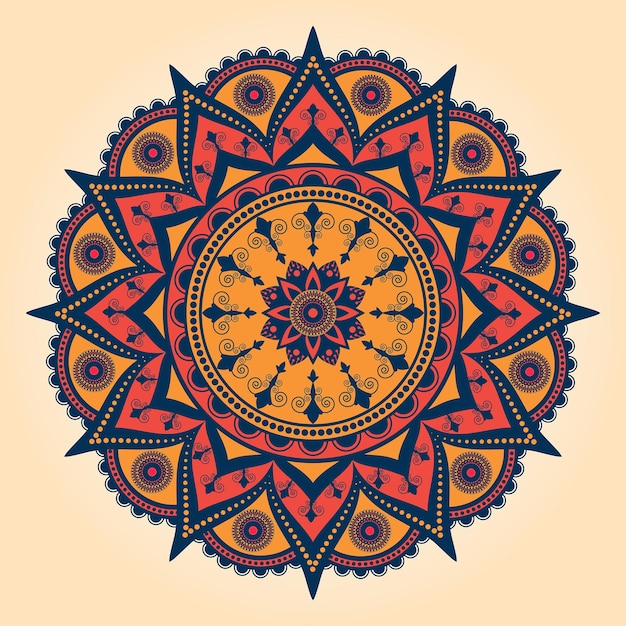 Vector fondo de mandala colorido con hermoso diseño decorativo y patrón oriental