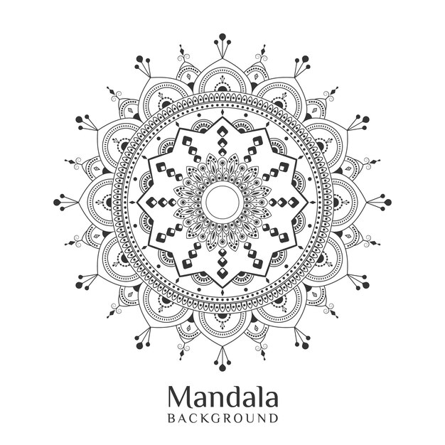 Fondo De Mandala De Contorno En Adorno Redondo Decorativo De Estilo Lineal