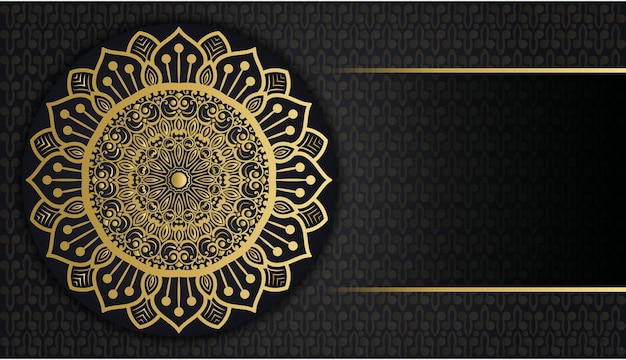 Fondo de mandala decorativo de estilo arabesco. tarjeta de felicitación vintage de oro ornamental de lujo