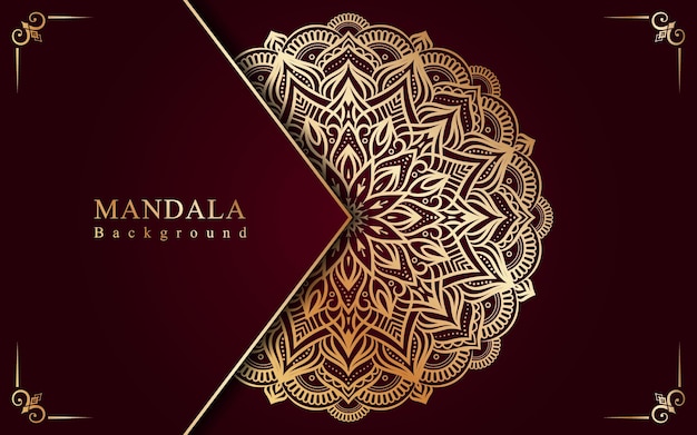 Fondo de mandala dorado para bodas e invitaciones en estilo floral.