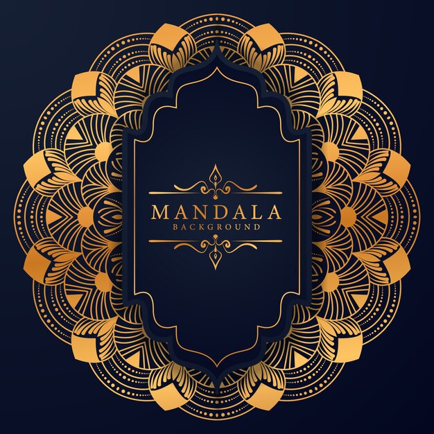 Fondo de mandala dorado de lujo con arabesco dorado estilo árabe islámico oriental