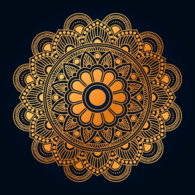 Fondo de mandala dorado de lujo con estilo oriental islámico árabe arabesco dorado