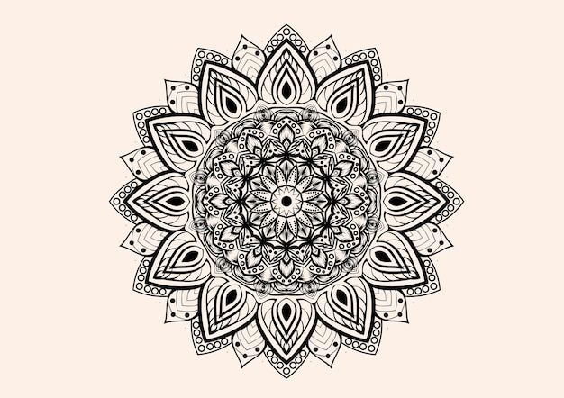 Fondo de mandala en estilo lineal diseño floral negro y blanco