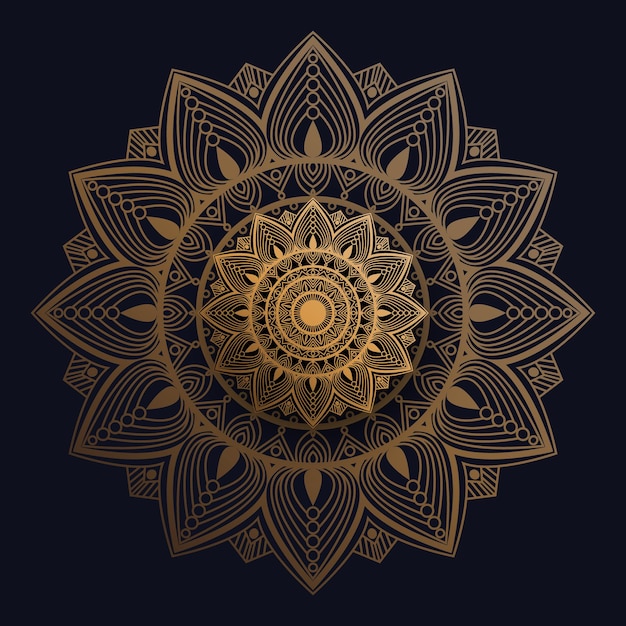 Fondo de mandala étnico de lujo con efectos de degradado de color dorado