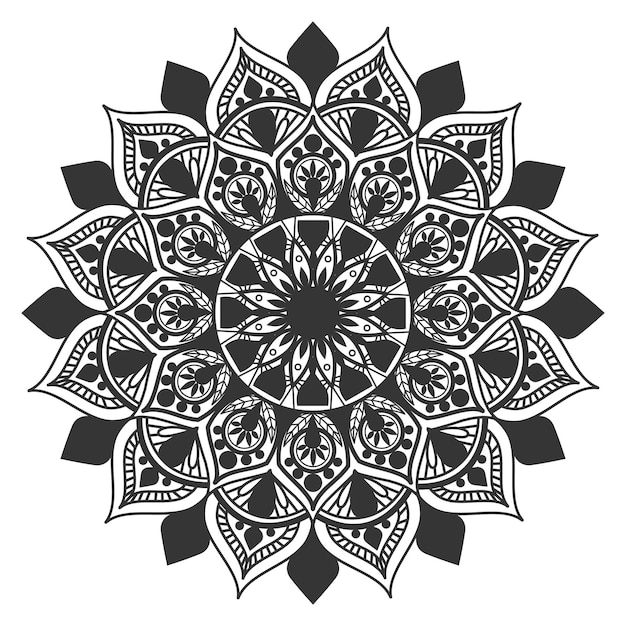 Vector fondo de mandala floral blanco y negro