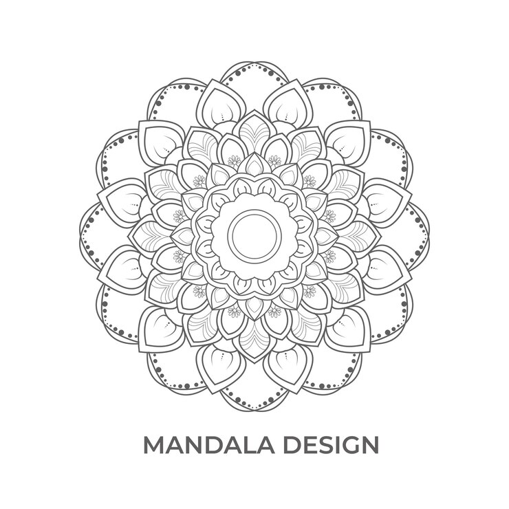Fondo de mandala floral en estilo lineal