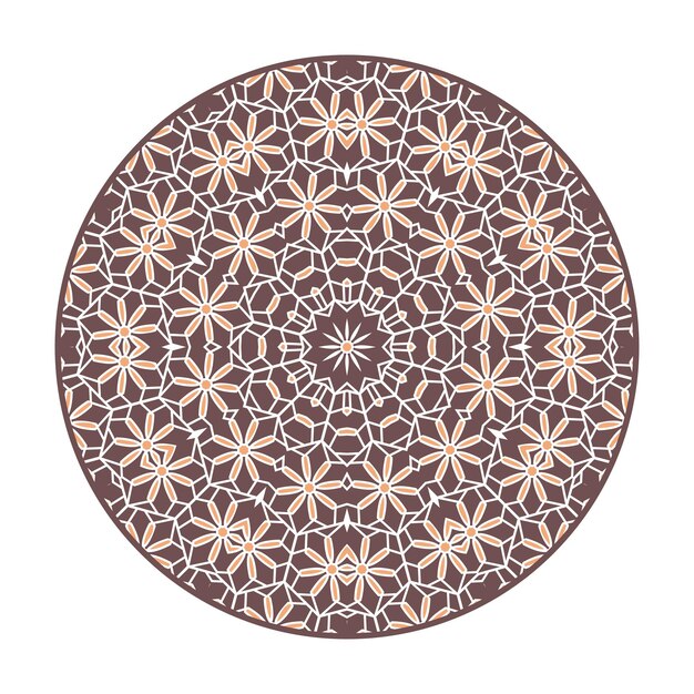 Fondo de mandala geométrico oriental Adorno decorativo circular árabe aislado en blanco