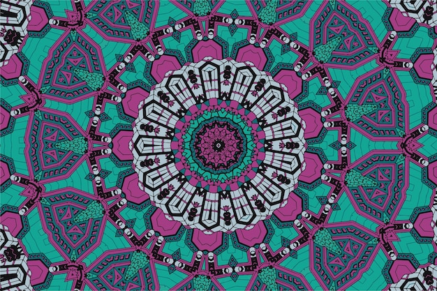 Fondo de mandala geométrico redondo con vector de motivo étnico