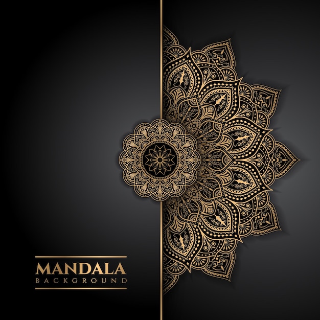 Fondo de mandala de lujo con adornos dorados en estilo vectorial