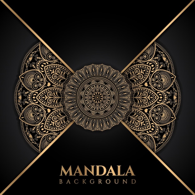 Fondo de mandala de lujo con adornos dorados en estilo vectorial
