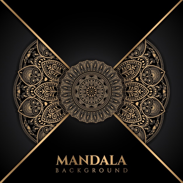 Fondo de mandala de lujo con adornos dorados en estilo vectorial