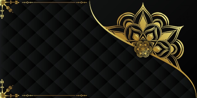 Fondo de mandala de lujo con arabesco dorado