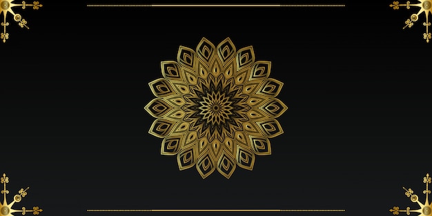 Fondo de mandala de lujo con arabesco dorado