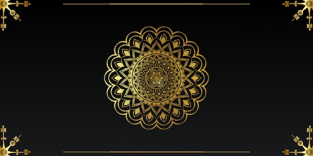Fondo de mandala de lujo con arabesco dorado