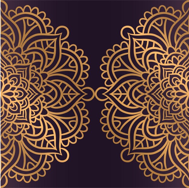 Fondo de mandala de lujo con arabescos dorados, adornos de vectores orientales. Patrón de encaje étnico