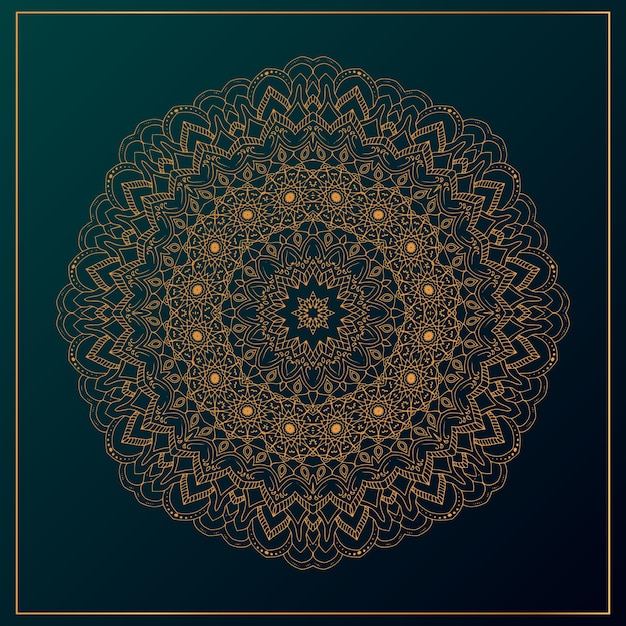 Vector fondo de mandala de lujo con color dorado y negro.