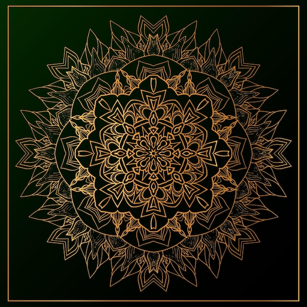 Fondo de mandala de lujo con color dorado y negro.