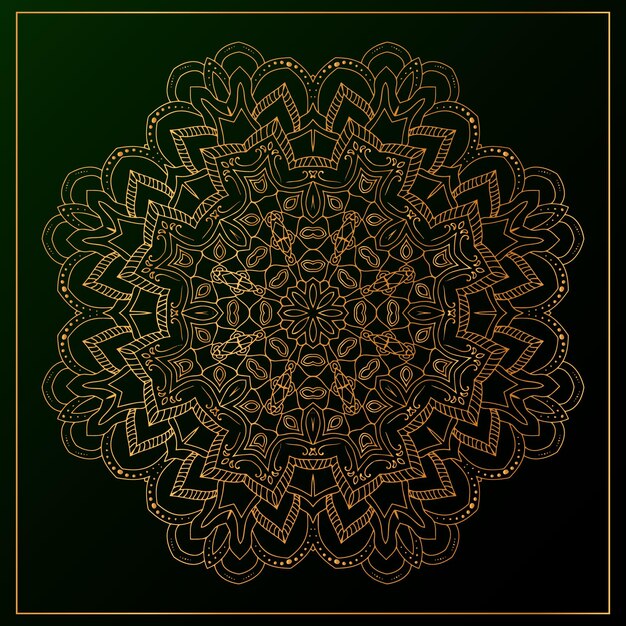 Fondo de mandala de lujo con color dorado y negro.
