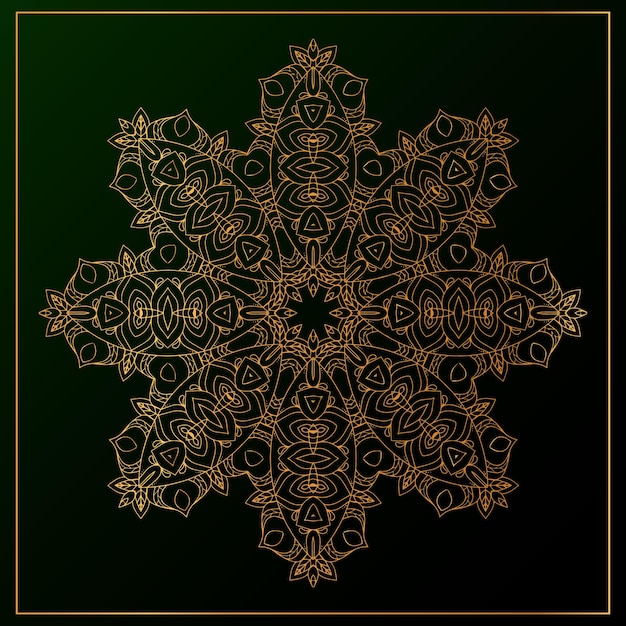 Vector fondo de mandala de lujo con color dorado y negro.