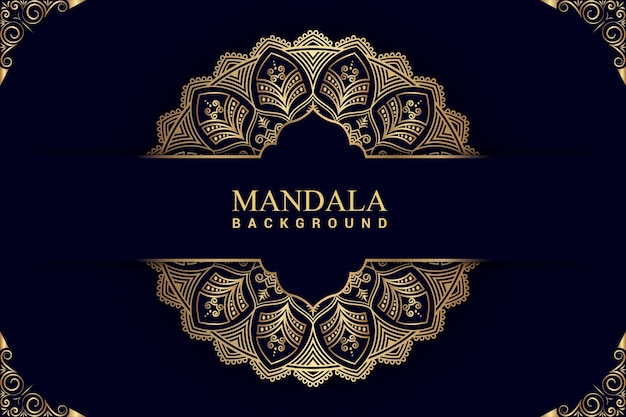 Fondo de mandala de lujo con color dorado Vector Premium