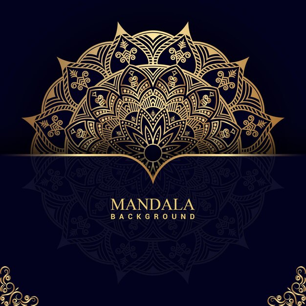 Fondo de mandala de lujo con color dorado Vector Premium
